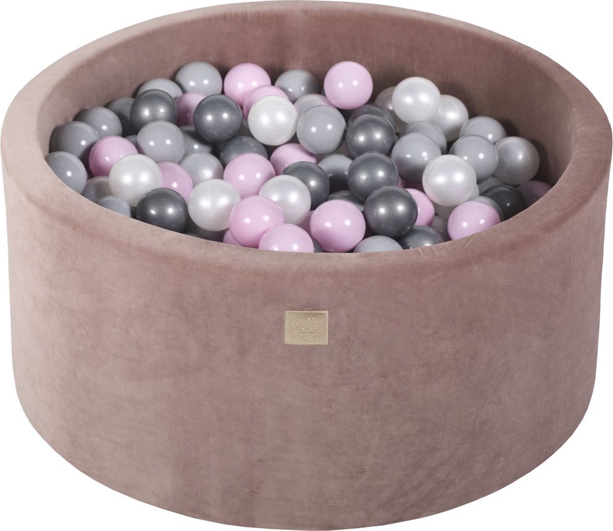 Ronde ballenbak VELVET 90x40 - Beige incl 300 ballen - Pastel Roze, Wit Pearl, Zilver, Grijs | Ballenbakje.nl